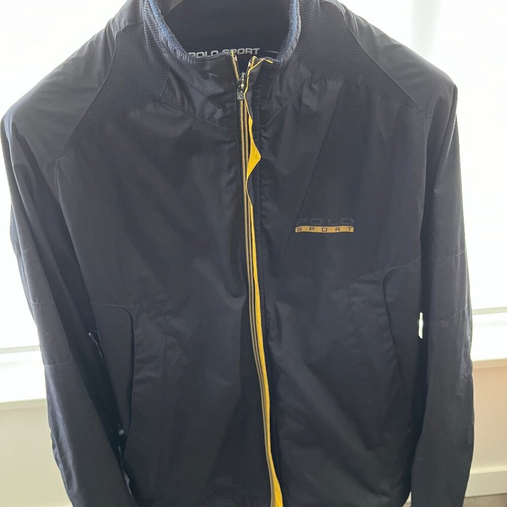 Vtg Ralph Lauren Polo Sport Jacket Sz Medium Men’s Black Yellow Full Zip 90s